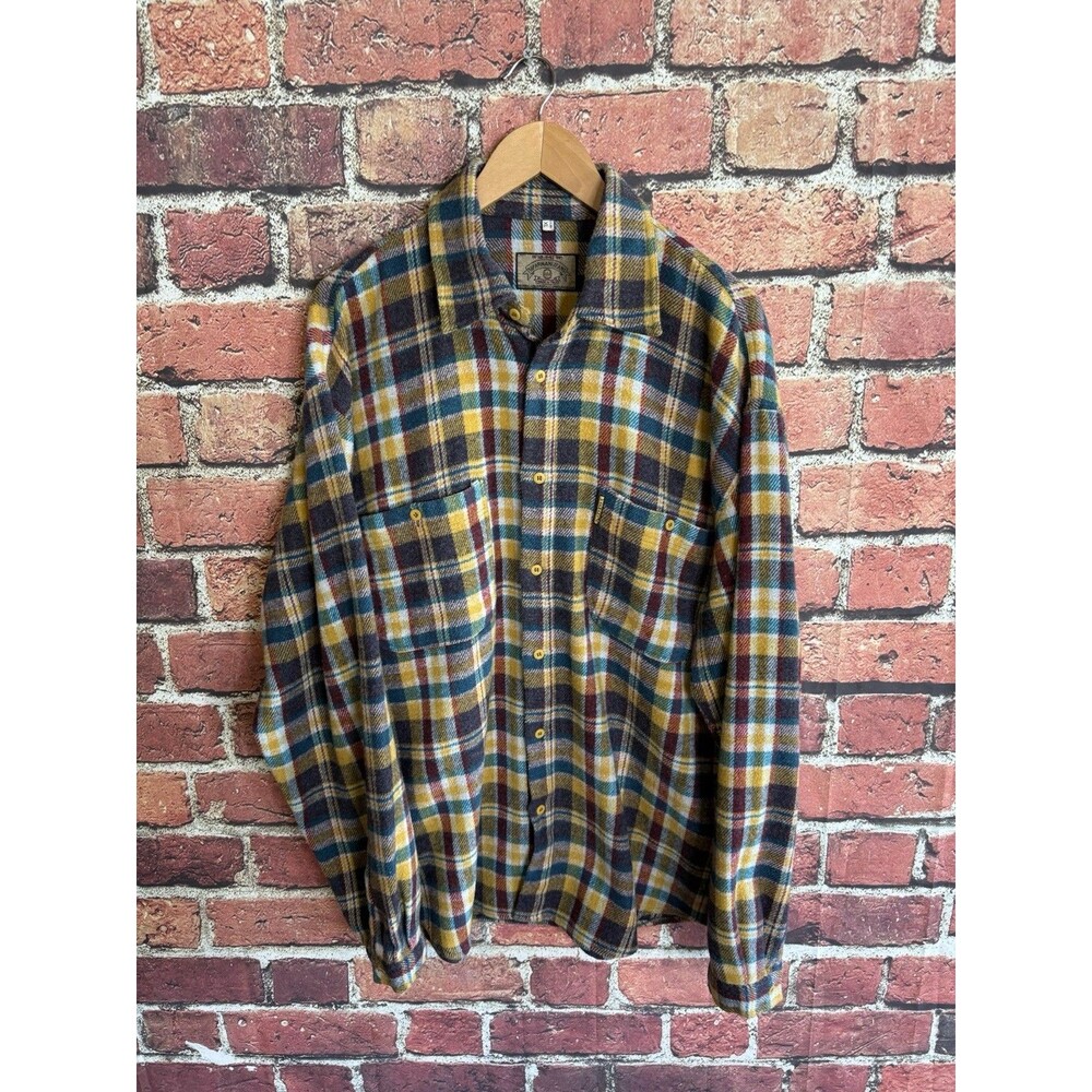 Vintage Armani Jenas Mens Multicolor Plaid Long Sleeve Button Up Flannel XL